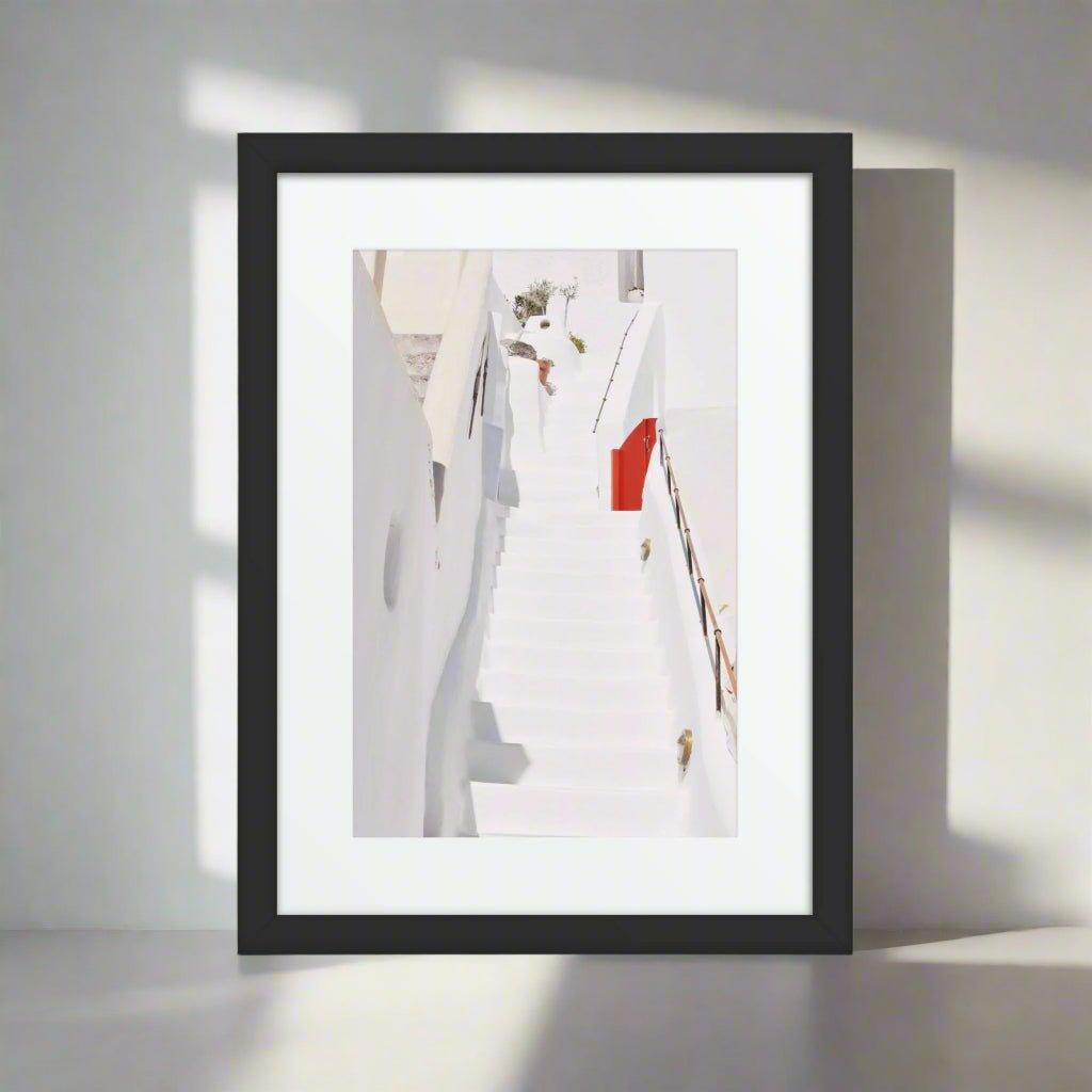 Santorini Matte Paper Framed Poster with Mat - Artiome™ - Wall Art
