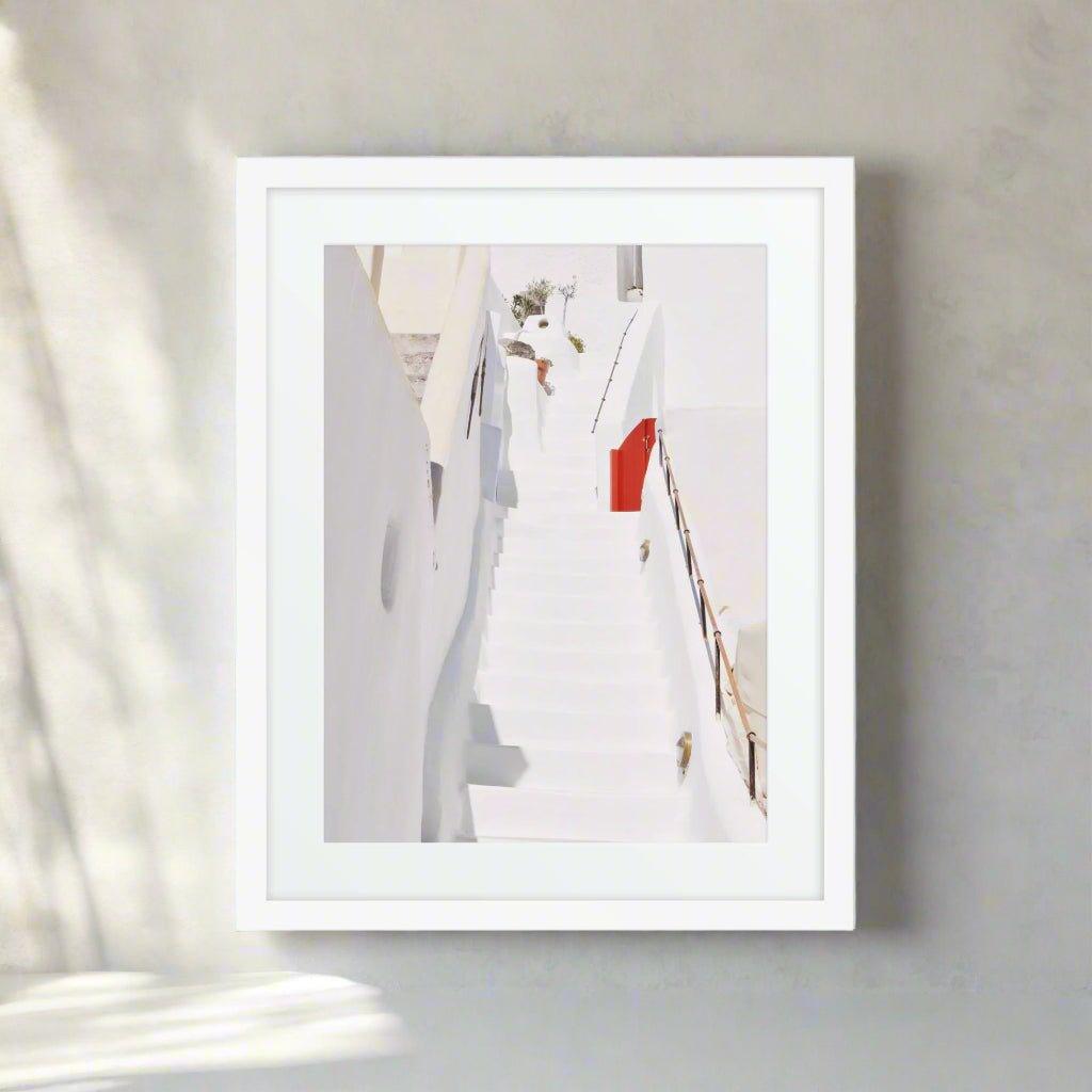 Santorini Matte Paper Framed Poster with Mat - Artiome™ - Wall Art