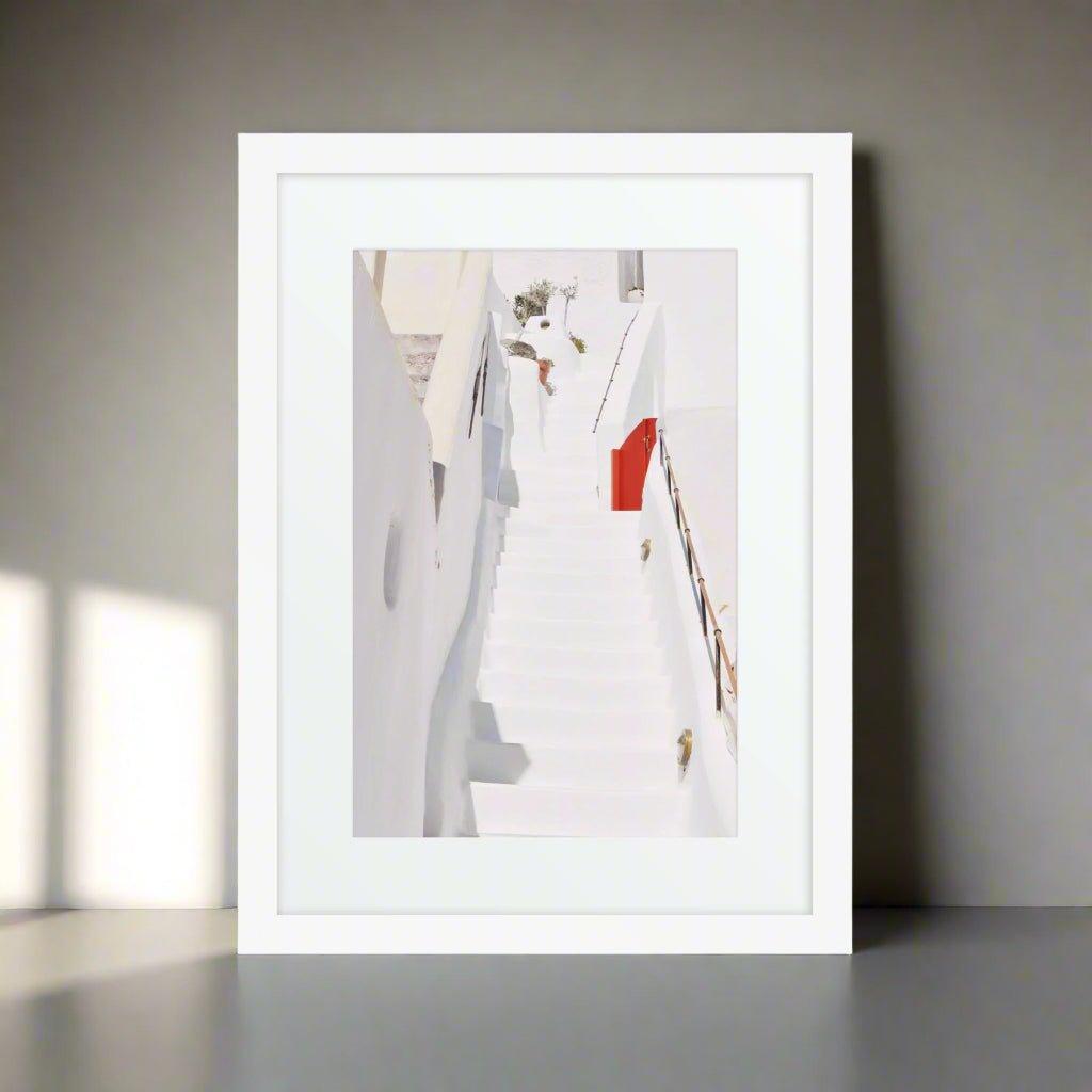 Santorini Matte Paper Framed Poster with Mat - Artiome™ - Wall Art