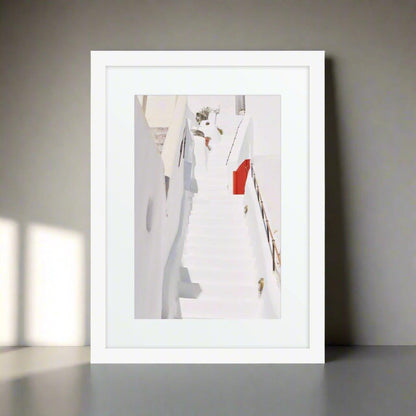 Santorini Matte Paper Framed Poster with Mat - Artiome™ - Wall Art