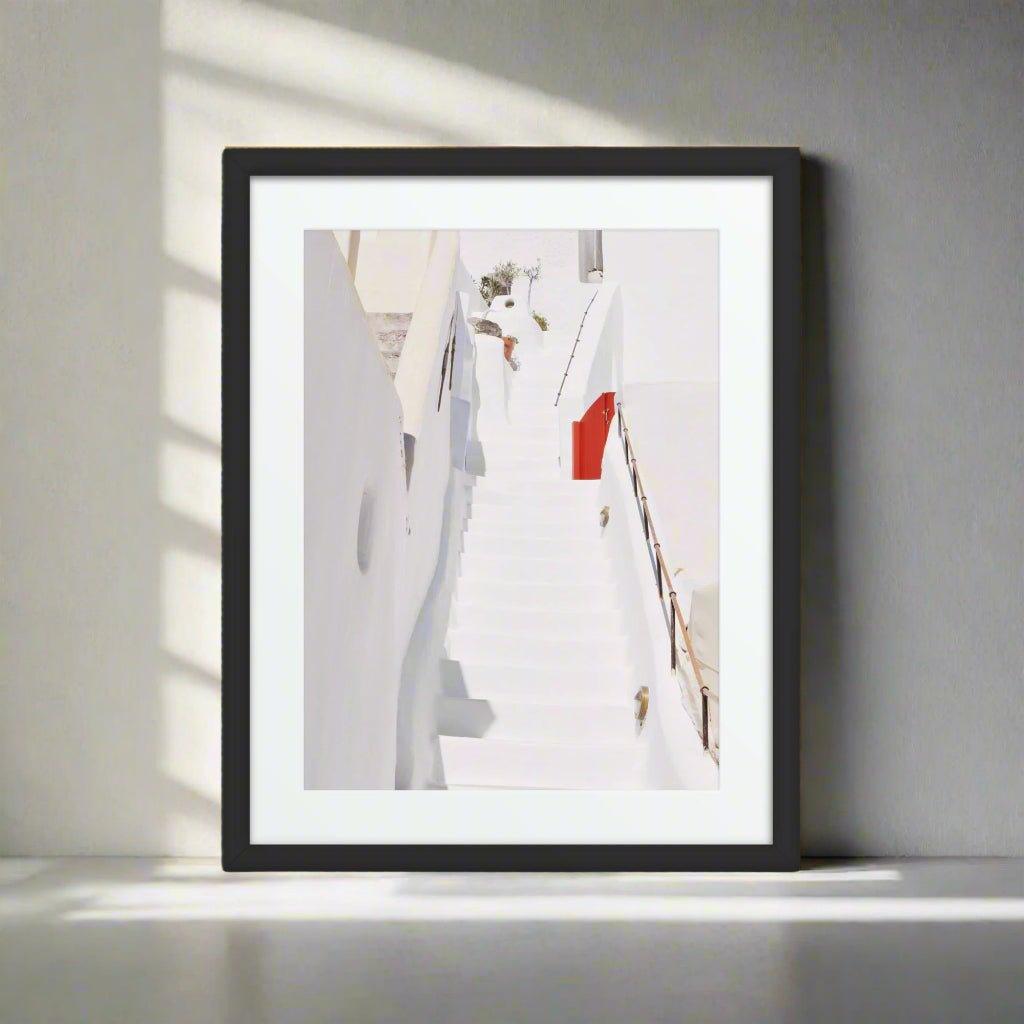 Santorini Matte Paper Framed Poster with Mat - Artiome™ - Wall Art