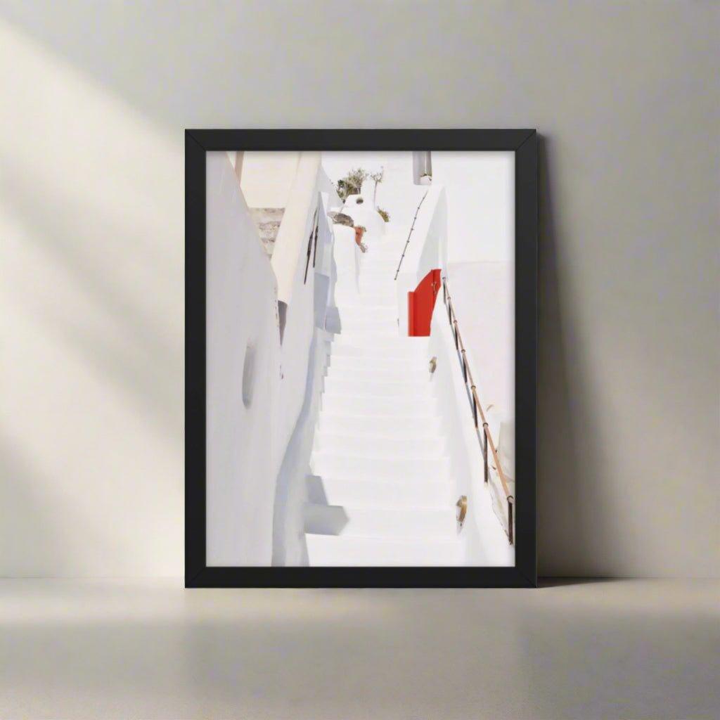 Santorini Wood Framed Enhanced Matte Poster - Artiome™ - Wall Art