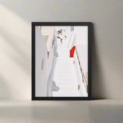 Santorini Wood Framed Enhanced Matte Poster - Artiome™ - Wall Art