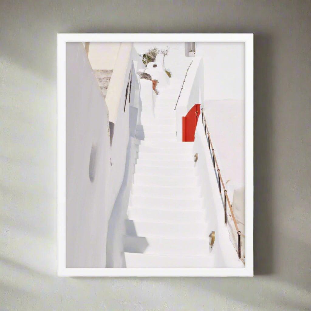 Santorini Wood Framed Enhanced Matte Poster - Artiome™ - Wall Art