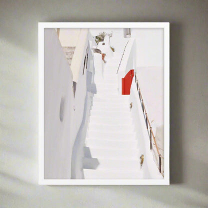 Santorini Wood Framed Enhanced Matte Poster - Artiome™ - Wall Art