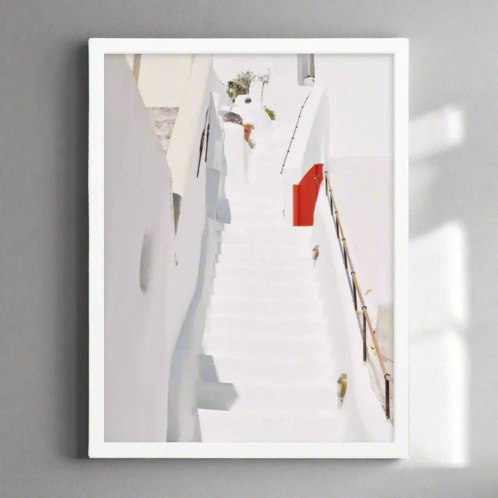 Santorini Wood Framed Enhanced Matte Poster - Artiome™ - Wall Art