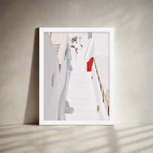 Santorini Wood Framed Enhanced Matte Poster - Artiome™ - Wall Art
