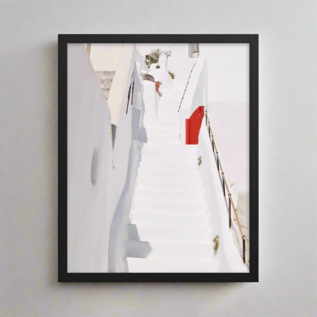 Santorini Wood Framed Enhanced Matte Poster - Artiome™ - Wall Art