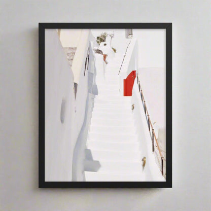Santorini Wood Framed Enhanced Matte Poster - Artiome™ - Wall Art